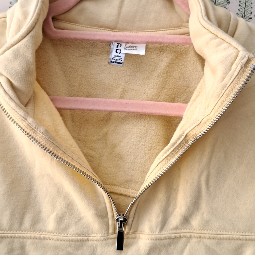 Women's Yellow Cream Half-Zip Sweater